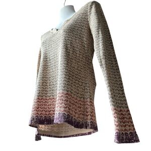 Eddie Bauer Thermal Waffle Knit Chevron Multicolored Pattern (S)